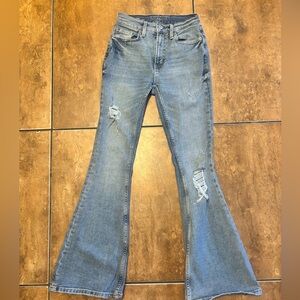 Arizona Jean Company Distressed Flare Jeans in Light Blue